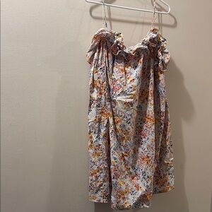 H&M Multicolor Floral shift Dress - size large- linen/ cotton blend